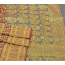Load image into Gallery viewer, Sanskriti Vintage Heavy Sarees Blend Silk Woven Brocade Purple Sari Zari Fabric
