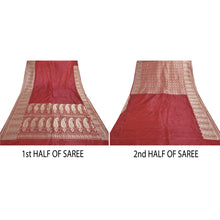 Load image into Gallery viewer, Sanskriti Vintage Heavy Red Sarees Pure Satin Silk Woven Brocade Sari Fabric
