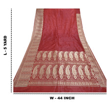 Load image into Gallery viewer, Sanskriti Vintage Heavy Red Sarees Pure Satin Silk Woven Brocade Sari Fabric

