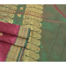 Load image into Gallery viewer, Sanskriti Vintage Pink Heavy Saree Blend Silk Banarasi Brocade Fabric Craft Sari
