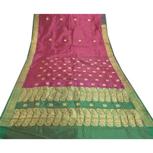 Load image into Gallery viewer, Sanskriti Vintage Pink Heavy Saree Blend Silk Banarasi Brocade Fabric Craft Sari
