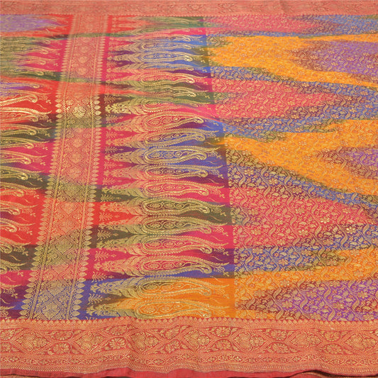 Sanskriti Vintage Heavy Saree Art Silk Multi Color Woven Sustainable Fabric Ethnic Sari