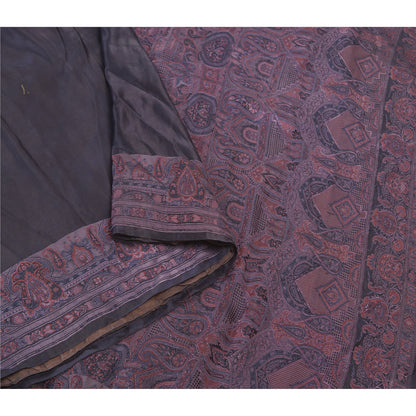 Sanskriti Vintage Purple Heavy Sarees Pure Satin Silk Hand-Woven Sari Sustainable Fabric