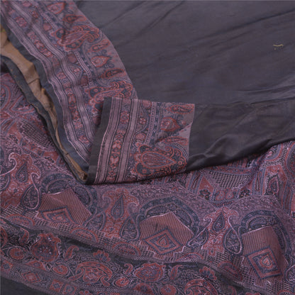 Sanskriti Vintage Purple Heavy Sarees Pure Satin Silk Hand-Woven Sari Sustainable Fabric