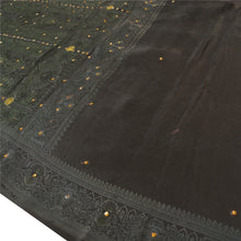 Load image into Gallery viewer, Sanskriti Vintage Black Heavy Sarees Pure Satin Silk Woven Beaded Sari Fabric
