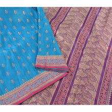 Load image into Gallery viewer, Sanskriti Vintage Blue Heavy Sarees Pure Satin Silk Woven Brocade Sari Fabric
