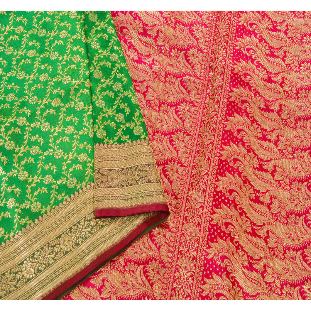 Sanskriti Vintage Heavy Saree Blend Silk Woven Banarasi Brocade Fabric Sari