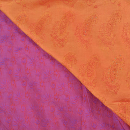 Sanskriti Vintage Purple Heavy Sarees Pure Silk Hand Beaded & Banarasi Woven Sari Sustainable Fabric