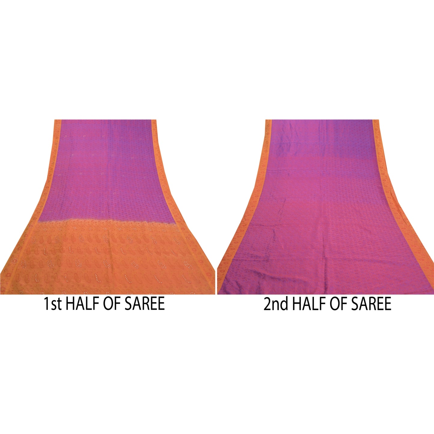 Sanskriti Vintage Purple Heavy Sarees Pure Silk Hand Beaded & Banarasi Woven Sari Sustainable Fabric