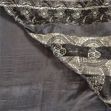 Load image into Gallery viewer, Sanskriti Vintage Black Heavy Sarees Pure Satin Silk Woven Brocade Sari Fabric
