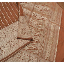 Load image into Gallery viewer, Sanskriti Vintage Heavy Brown Sarees Pure Satin Silk Woven Brocade Sari Fabric

