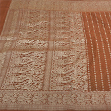 Load image into Gallery viewer, Sanskriti Vintage Heavy Brown Sarees Pure Satin Silk Woven Brocade Sari Fabric
