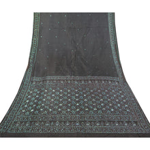 Load image into Gallery viewer, Sanskriti Vintage Black Heavy Sarees Pure Satin Silk Handmade Woven Sari Fabric
