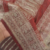 Sanskriti Vintage Dark Red Saree Pure Satin Silk Banarasi/Brocade Sari Sustainable Fabric