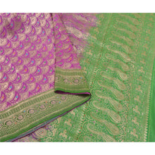 Load image into Gallery viewer, Sanskriti Vintage Heavy Purple Sarees Pure Satin Silk Woven Brocade Sari Fabric

