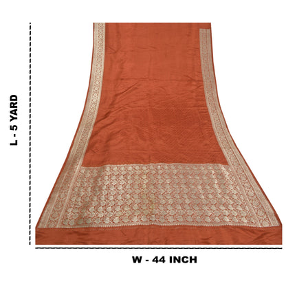 Sanskriti Vintage Heavy Wedding Saries Ren Satin Silke Brokade Sari Bæredygtigt Stof