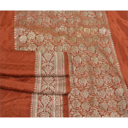 Sanskriti Vintage Heavy Wedding Saries Ren Satin Silke Brokade Sari Bæredygtigt Stof
