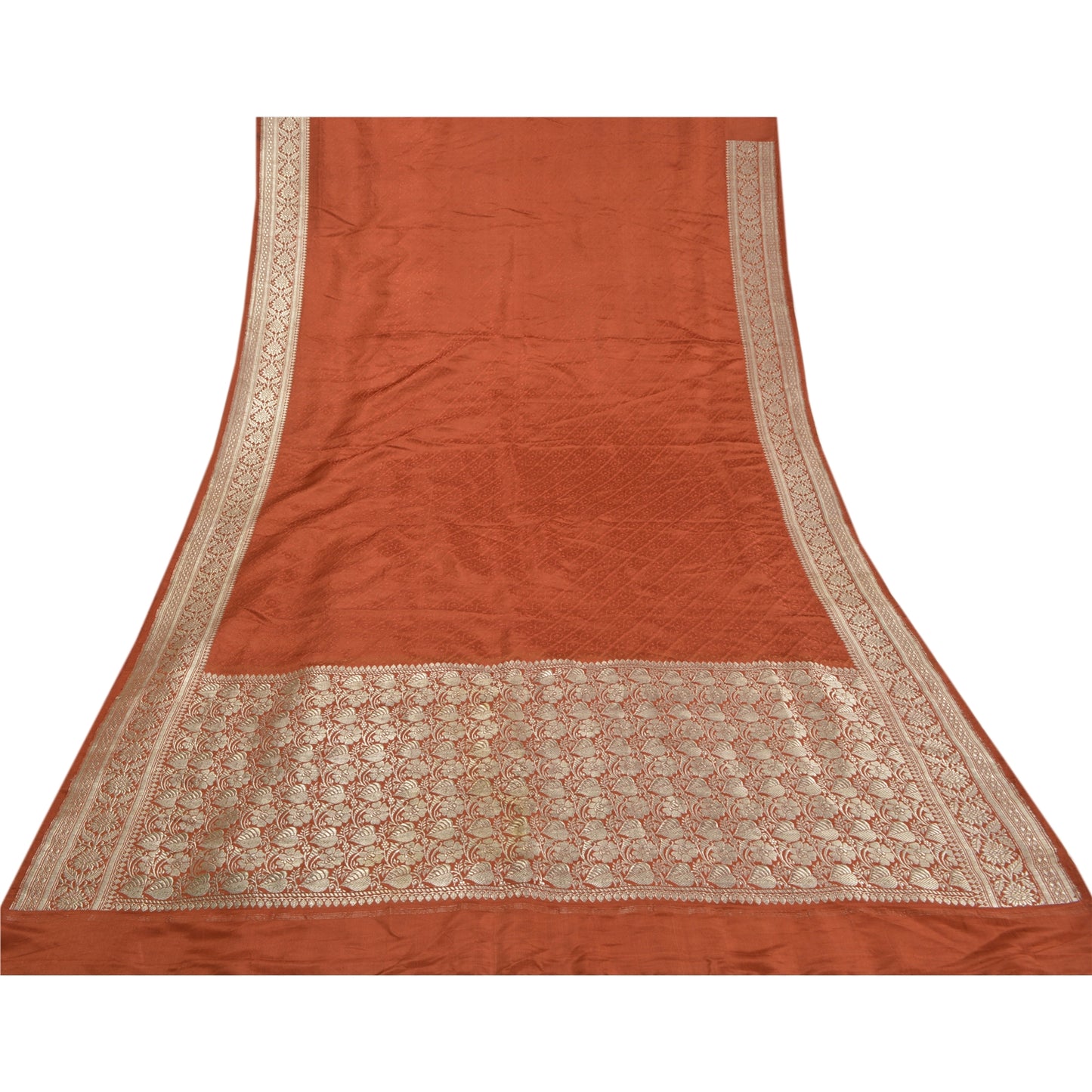 Sanskriti Vintage Heavy Wedding Saries Ren Satin Silke Brokade Sari Bæredygtigt Stof