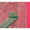 Sanskriti Vintage Pink Heavy Wedding Sarees Satin Woven Brocade Sari Sustainable Fabric