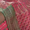 Sanskriti Vintage Pink Heavy Wedding Sarees Satin Woven Brocade Sari Sustainable Fabric