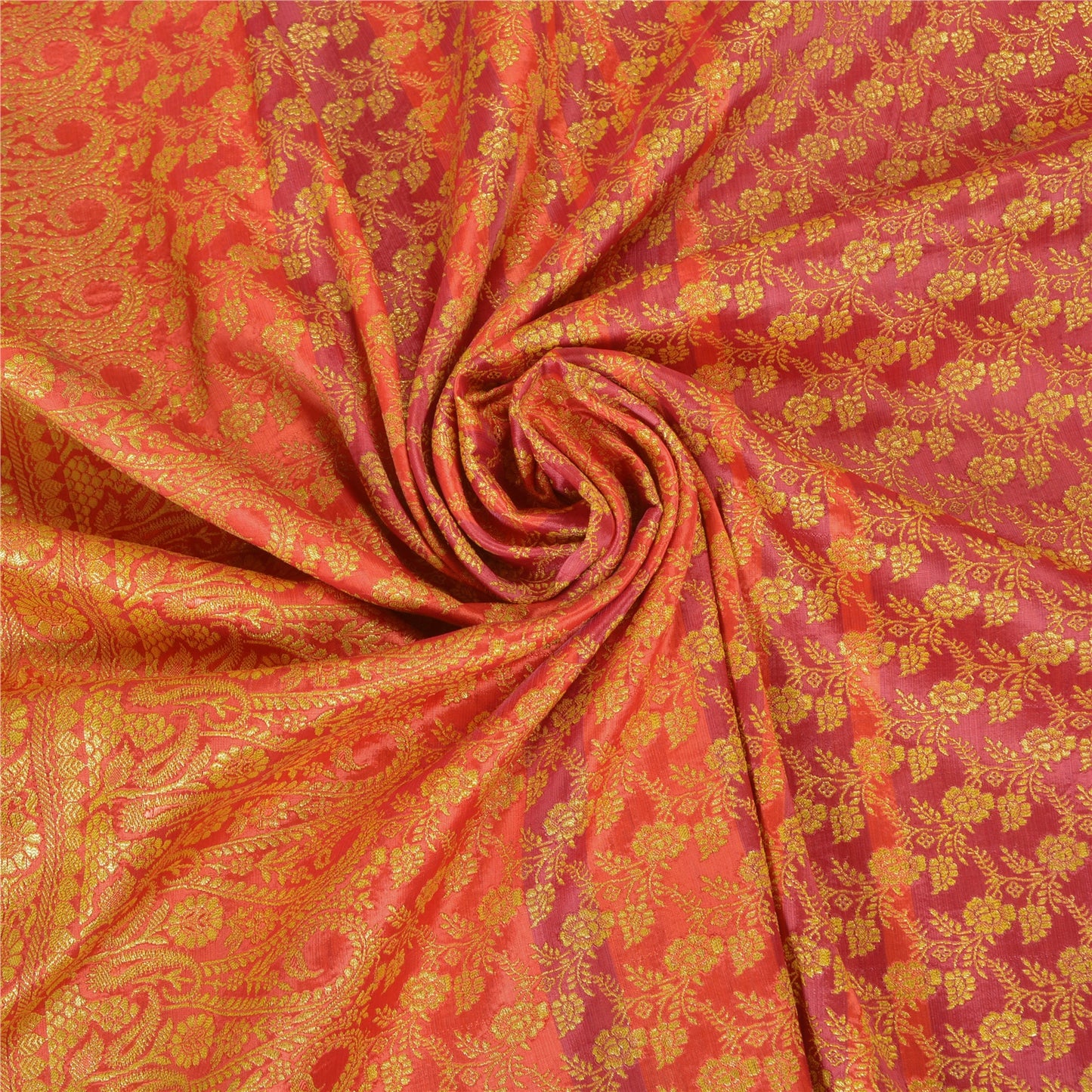 Sanskriti Vintage Pink Heavy Wedding Sarees Satin Banarasi Woven Sari 5 Yard Sustainable Fabric