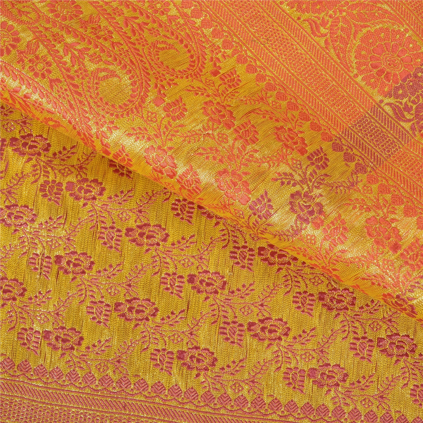 Sanskriti Vintage Pink Heavy Wedding Sarees Satin Banarasi Woven Sari 5 Yard Sustainable Fabric