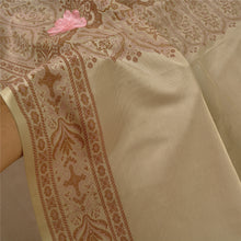 Load image into Gallery viewer, Sanskriti Vintage Heavy Beige Sarees Satin Hand Embroidered Woven Sari Fabric
