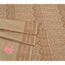Load image into Gallery viewer, Sanskriti Vintage Heavy Beige Sarees Satin Hand Embroidered Woven Sari Fabric
