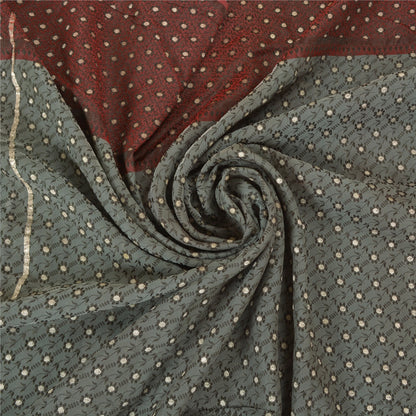 Sanskriti Vintage Grey Heavy Indian Sarees Art Silk Sari Banarasi Woven 5 Yard Sustainable Fabric