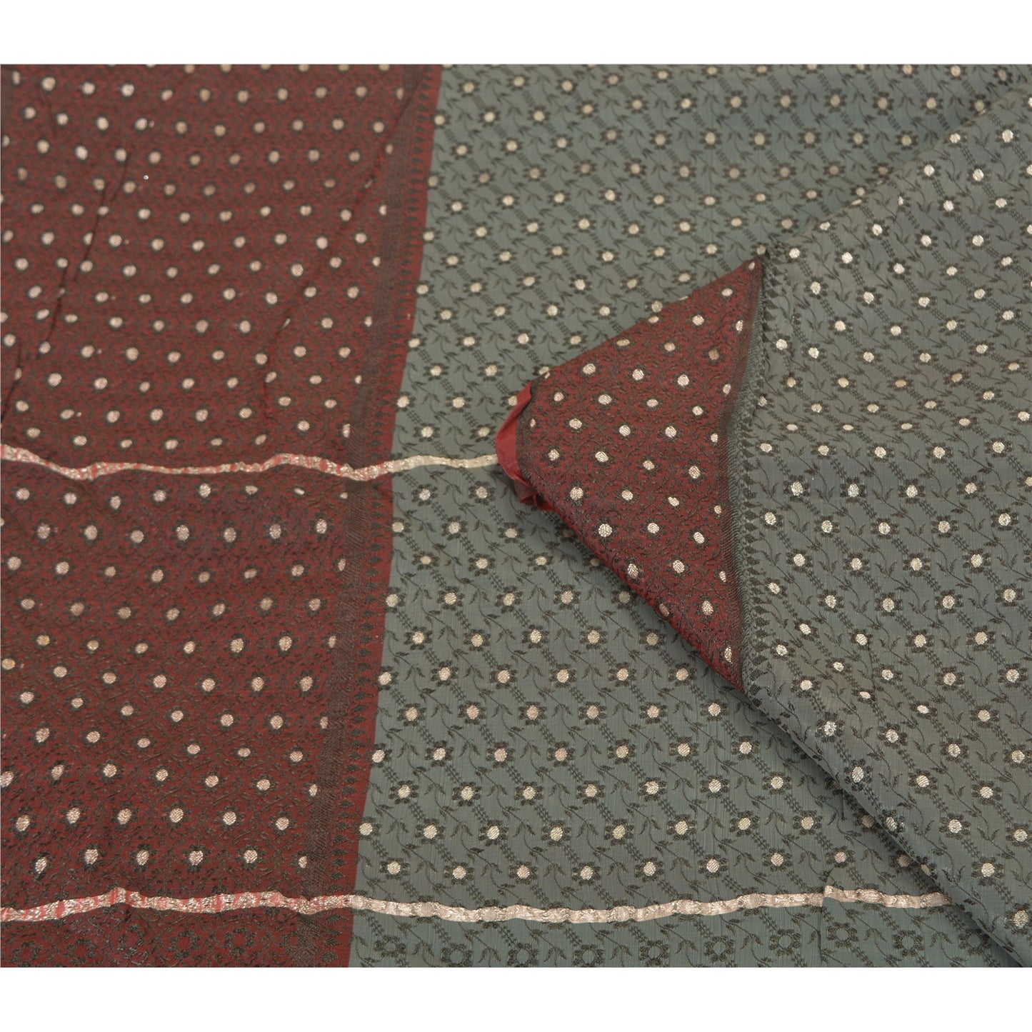 Sanskriti Vintage Grey Heavy Indian Sarees Art Silk Sari Banarasi Woven 5 Yard Sustainable Fabric