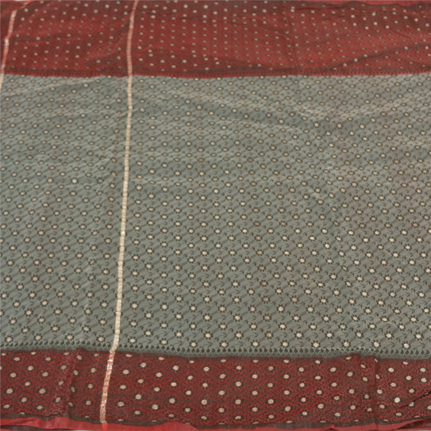 Sanskriti Vintage Grey Heavy Indian Sarees Art Silk Sari Banarasi Woven 5 Yard Sustainable Fabric