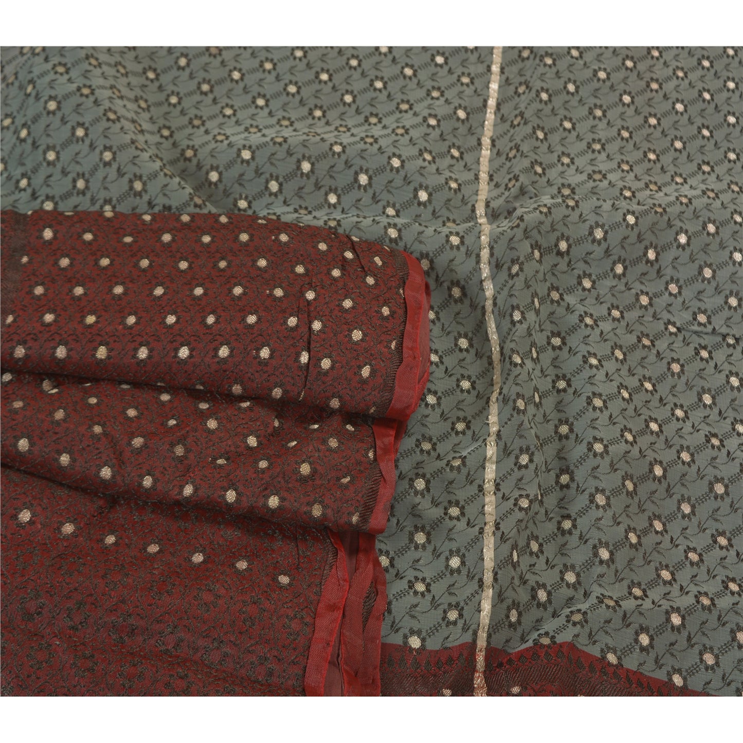 Sanskriti Vintage Grey Heavy Indian Sarees Art Silk Sari Banarasi Woven 5 Yard Sustainable Fabric