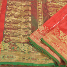 Load image into Gallery viewer, Sanskriti Vintage Red Heavy Wedding Sarees Blend Silk Woven Brocade Sari Fabric
