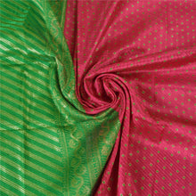 Load image into Gallery viewer, Sanskriti Vintage Heavy Green Sarees Pure Satin Silk Woven Brocade Sari Fabric
