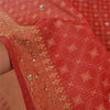Sanskriti Vintage Brick Red Heavy Sarees Pure Silk Hand Beaded Banarasi Woven Sari Sustainable Fabric