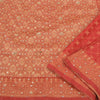 Sanskriti Vintage Brick Red Heavy Sarees Pure Silk Hand Beaded Banarasi Woven Sari Sustainable Fabric
