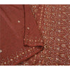 Sanskriti Vintage Brown Heavy Sarees Pure Satin Silk Beaded Woven Sari Sustainable Fabric
