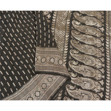 Load image into Gallery viewer, Sanskriti Vintage Heavy Black Sarees Pure Satin Silk Woven Brocade Sari Fabric
