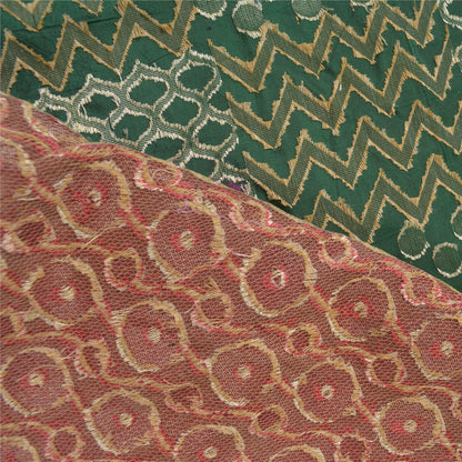 Sanskriti Vintage Green Heavy Indian Sarees Pure Silk Woven Sari 5 Yard Sustainable Fabric