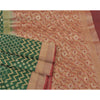 Sanskriti Vintage Green Heavy Indian Sarees Pure Silk Woven Sari 5 Yard Sustainable Fabric