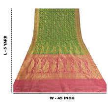 Load image into Gallery viewer, Sanskriti Vintage Heavy Green Sarees Pure Organza Silk Woven Brocade Sari Fabric

