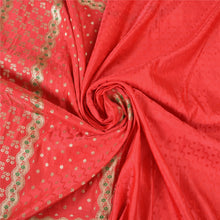 Load image into Gallery viewer, Sanskriti Vintage Heavy Red Sarees Pure Satin Silk Woven Brocade Sari 5YD Fabric
