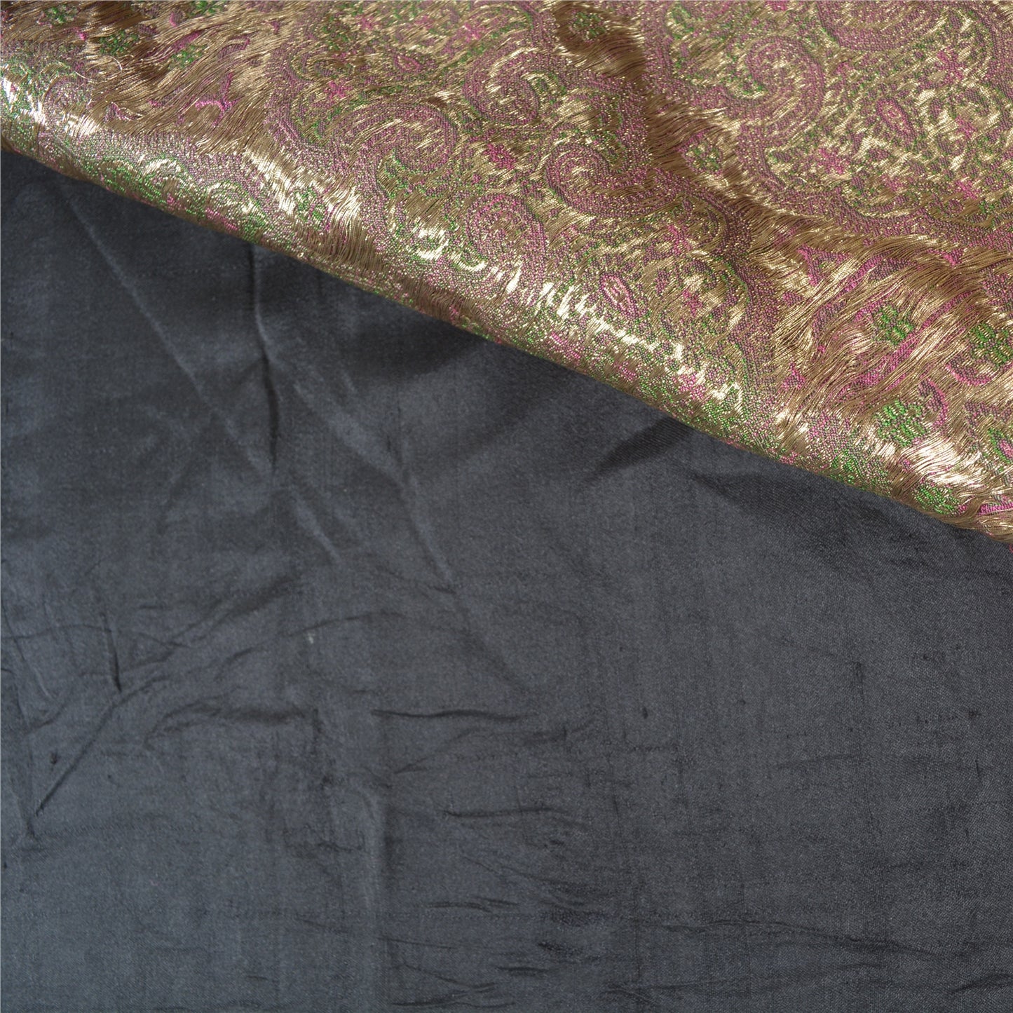 Sanskriti Vintage Heavy Sarees Pure Satin Silk Hand Woven Brocade Sari Sustainable Fabric