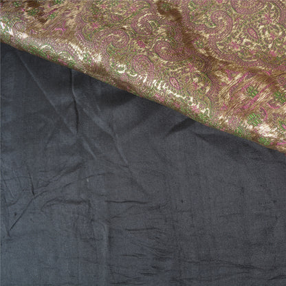 Sanskriti Vintage Heavy Sarees Pure Satin Silk Hand Woven Brocade Sari Sustainable Fabric