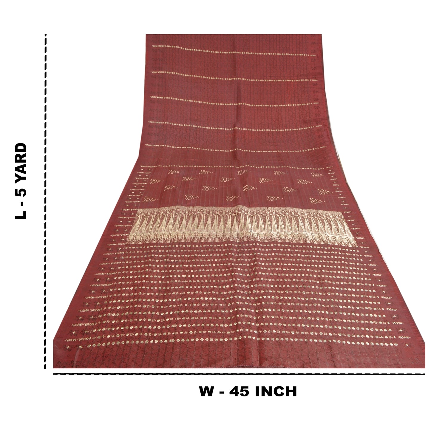 Sanskriti Vintage Heavy Red Sarees Pure Satin Silk Woven Brocade Sari 5yd Sustainable Fabric