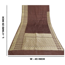Load image into Gallery viewer, Sanskriti Vintage Heavy Sarees Brown Pure Satin Silk Woven Brocade Sari Fabric
