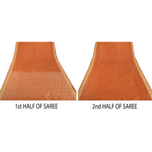 Load image into Gallery viewer, Sanskriti Vintage Orange Heavy Saree Satin Silk Woven Fabric Sari Blouse Ps
