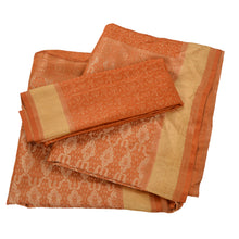 Load image into Gallery viewer, Sanskriti Vintage Orange Heavy Saree Satin Silk Woven Fabric Sari Blouse Ps
