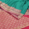 Sanskriti Vintage Heavy Green Sarees Pure Satin Silk Woven Brocade Sari Sustainable Fabric