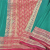 Sanskriti Vintage Heavy Green Sarees Pure Satin Silk Woven Brocade Sari Sustainable Fabric